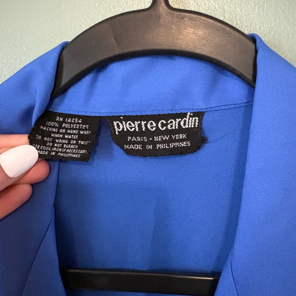 Pierre Cardin Short Sleeve Button-Front Blouse in Cobalt - Picture 4 of 4